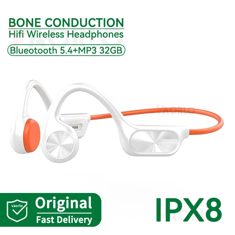 New IPX8 Waterproof Bone Conduction Headphones Bluetooth 5.4 Wireless Swimming Hifi Headset 32GB MP3 Sport Handsfree With Mic