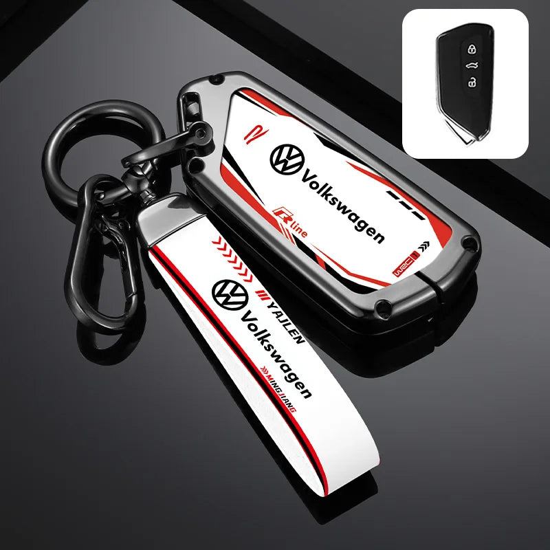 Cup Holders Zinc Alloy Car Smart Remote Key Case Full Cover Shell For VW Volkswagen Golf 8 MK8 ID.3 ID.4 Protector Keychain Auto