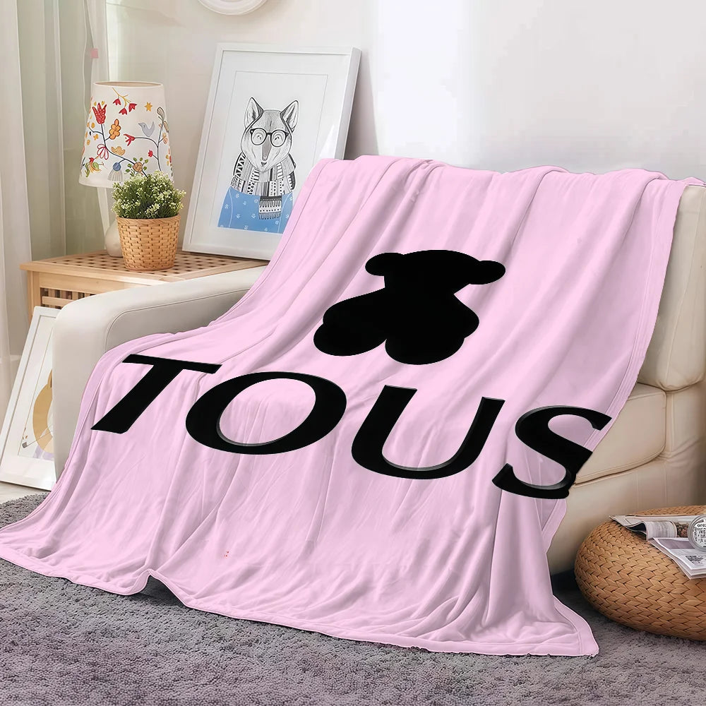 Fashion print T-TOUS  Blanket For Sofa Office Bed Plane Travel Sleep Read Relax Camping Soft And Warm