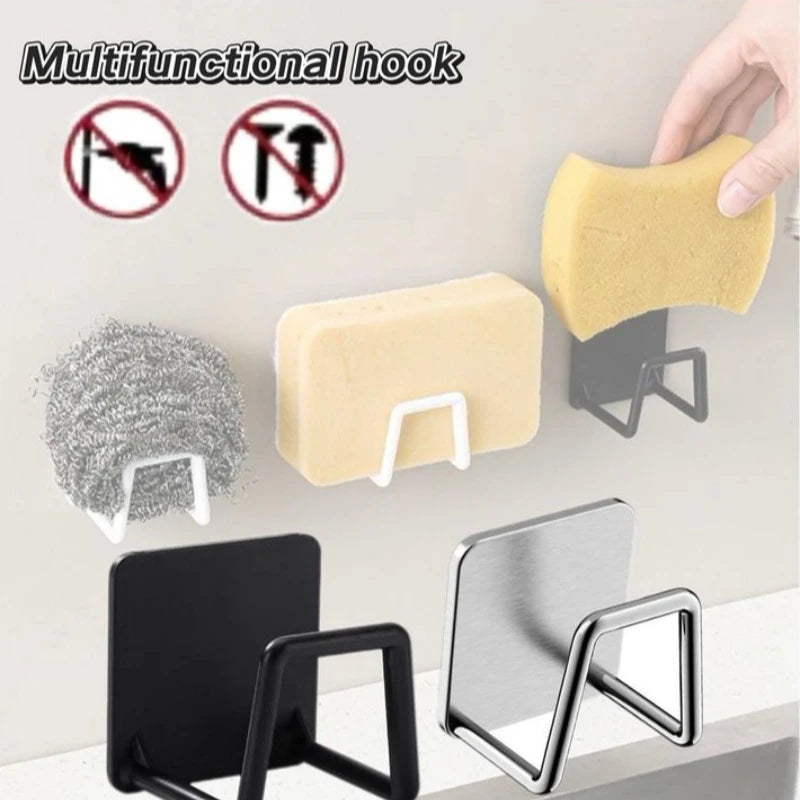 Kitchen Sponges Holder Self Adhesive Sink Sponges Drain Drying Rack Stainless Steel Storage Holder Kitchen Accessories
