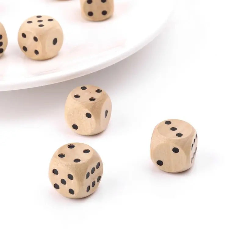 10Pcs Wooden 6 Sided D6 Faces 14mm Digital Number Cubes Round Corner For Kid Educational DIY Board Games R66E