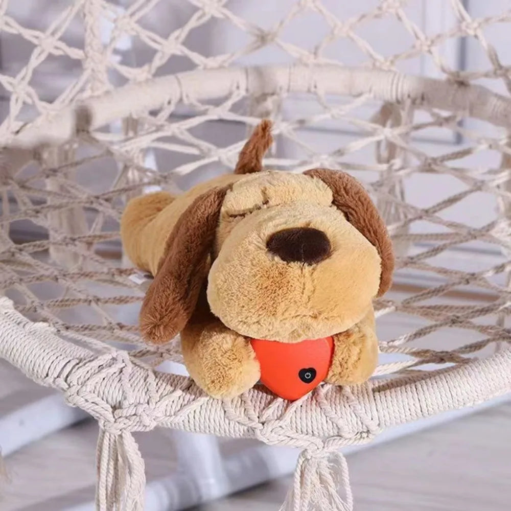 Sleep Aid Dog Heartbeat Toy Anxiety Relief Behavioral Training Lying Dog Fidget Toy Stuffed Animal Soft Puppy Plush Doll