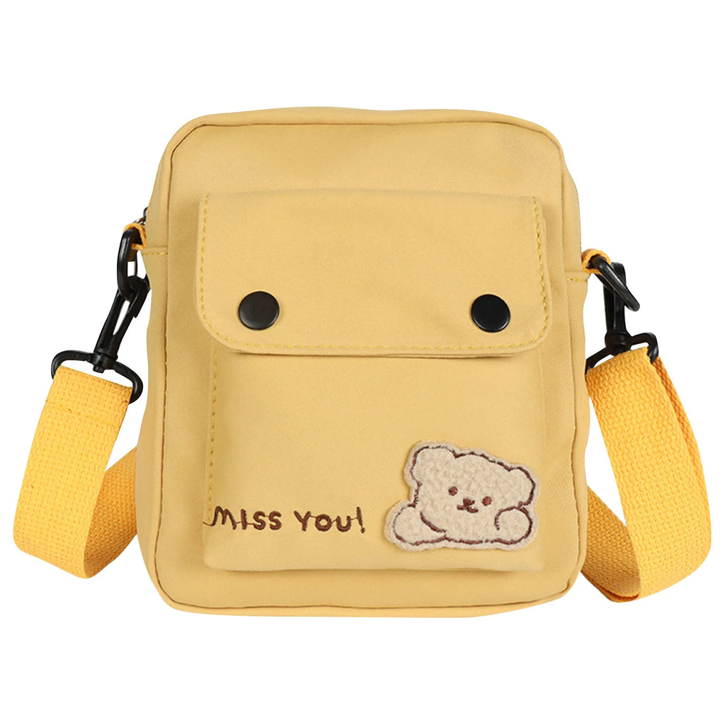 Kawaii Backpack Women'S Cute Versatile Cartoon Bear Canvas Bag College Student Crossbody Bag Backpack Shoulder Bag Purses