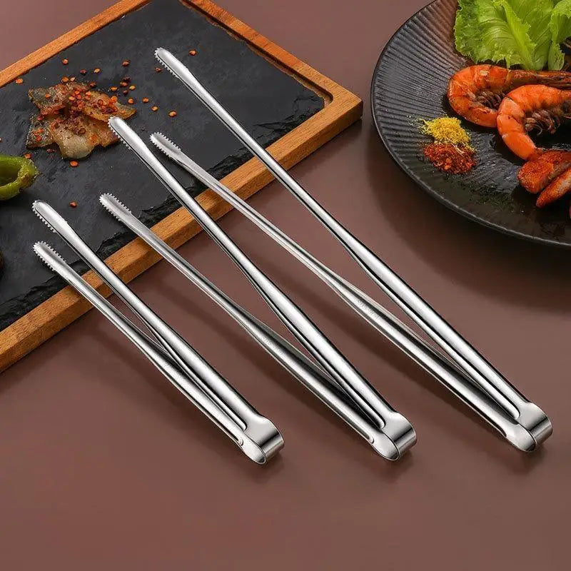 1Pc New Stainless Steel Grill Tongs Cooking Utensils for BBQ Baking Silver Kitchen Accessories Camping Supplies