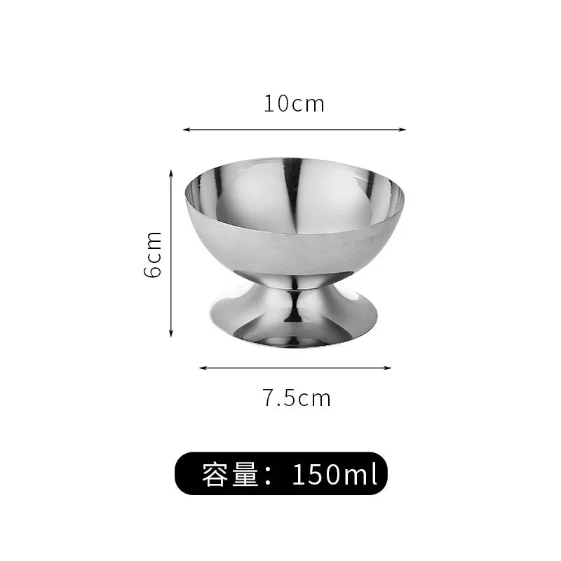 1pc Stainless Steel Ice Cream Cup Goblet Cup Salad Bowl Dessert Sorbet Bowl Fruit Plate Snack Dish Home Bar Party Kitchen Tool