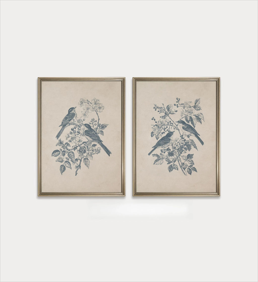 2pcs/set of Retro Hummingbird Animal Canvas Prints Minimalist Retro Bird Farmhouse Wall Art Posters for Living Room Home Decor