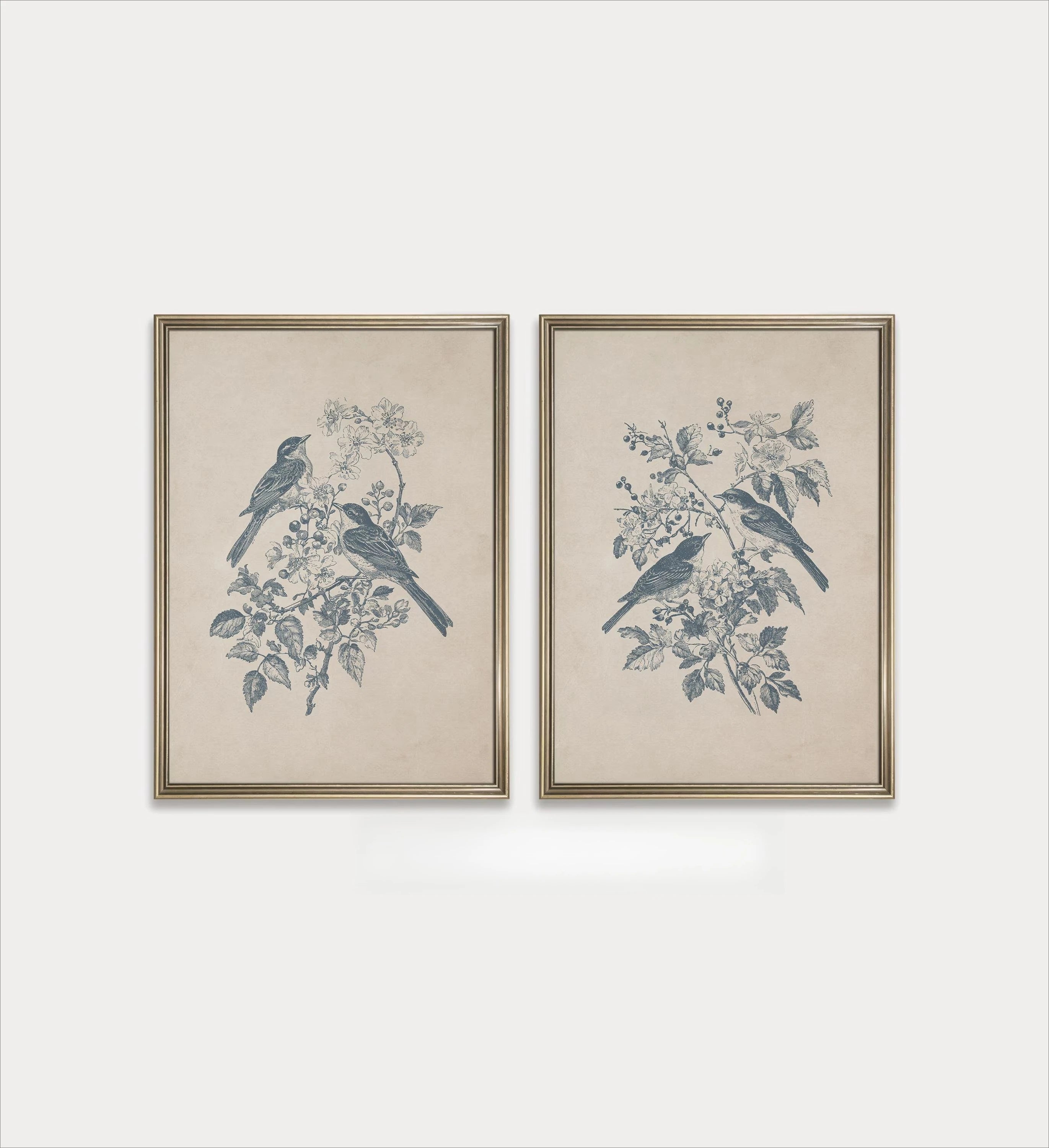 2pcs/set of Retro Hummingbird Animal Canvas Prints Minimalist Retro Bird Farmhouse Wall Art Posters for Living Room Home Decor