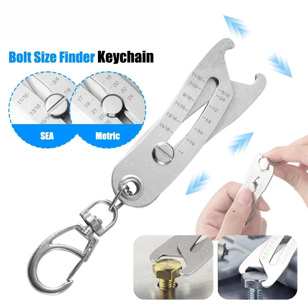 Precise Thread Size Checker Keychain Portable Caliper Gauge Metric/Imperial Hexagonal Nut Screw Thread Size Manual Measure Tools