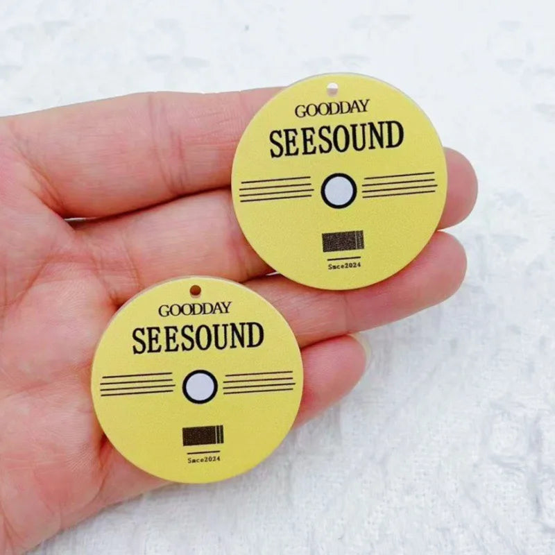 10pcs Acrylic Retro Tape Record Music Pendant DIY Keychain Phone Chain Necklace Jewelry