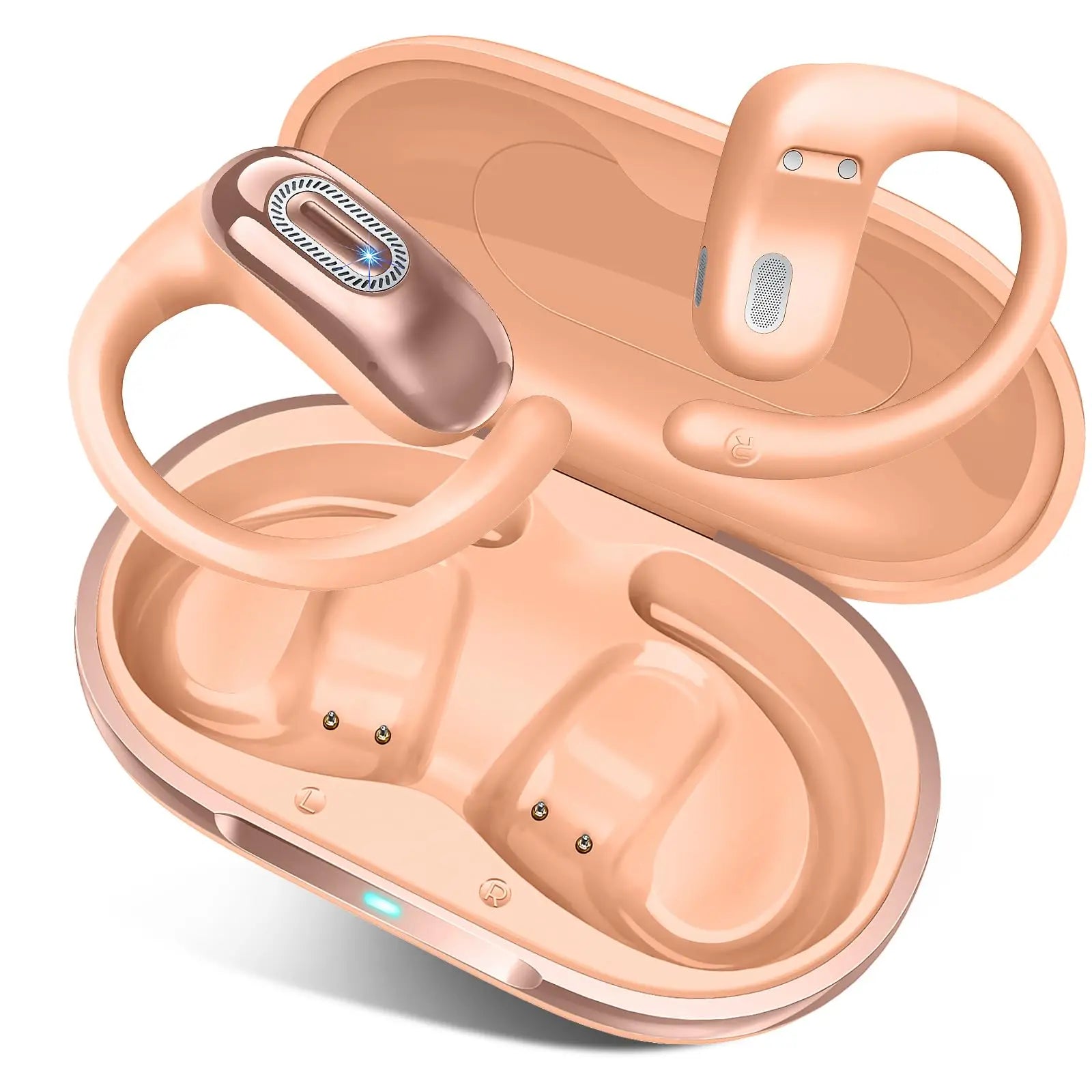 Open Ear Wireless Earbuds Bluetooth 5.4 Headphones 50H Battery Life IPX7 Waterproof Touch Control Running Sport Earphones.