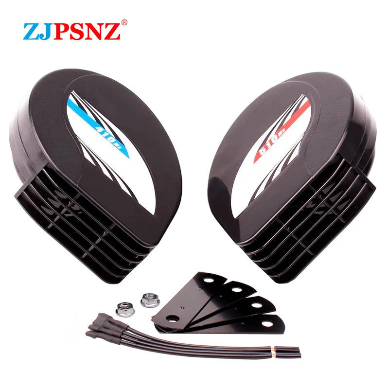 12V Compact Waterproof Car Horn Super Loud Dual Tone Electric Snail Horn Kit For Auto Motorcycle Truck Boat Vehicles Universal