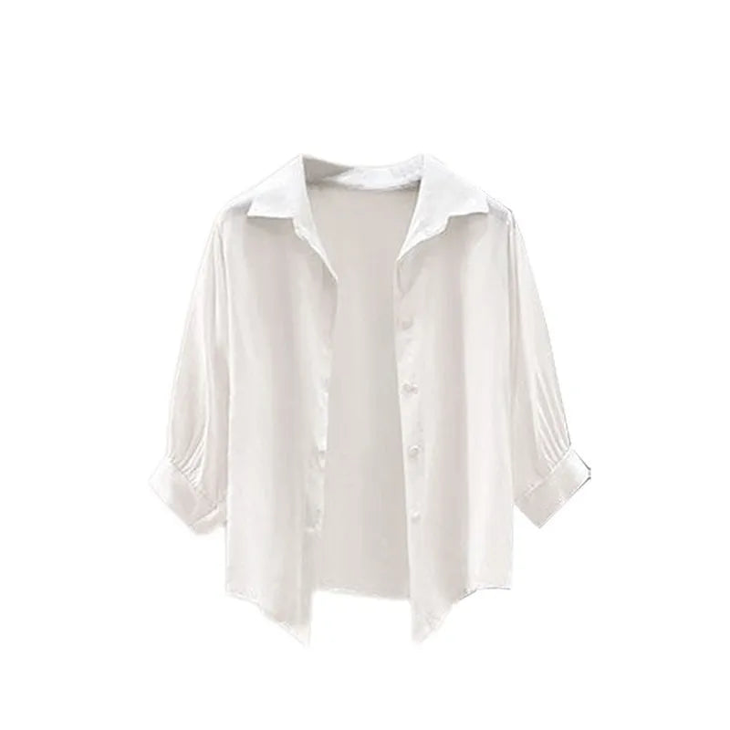2026 Summer New Fashion Tracksuit Matching Set Women's Elegant White Sunscreen Shirt+Vest+Casual Wide Leg Pants 3-Piece Suit