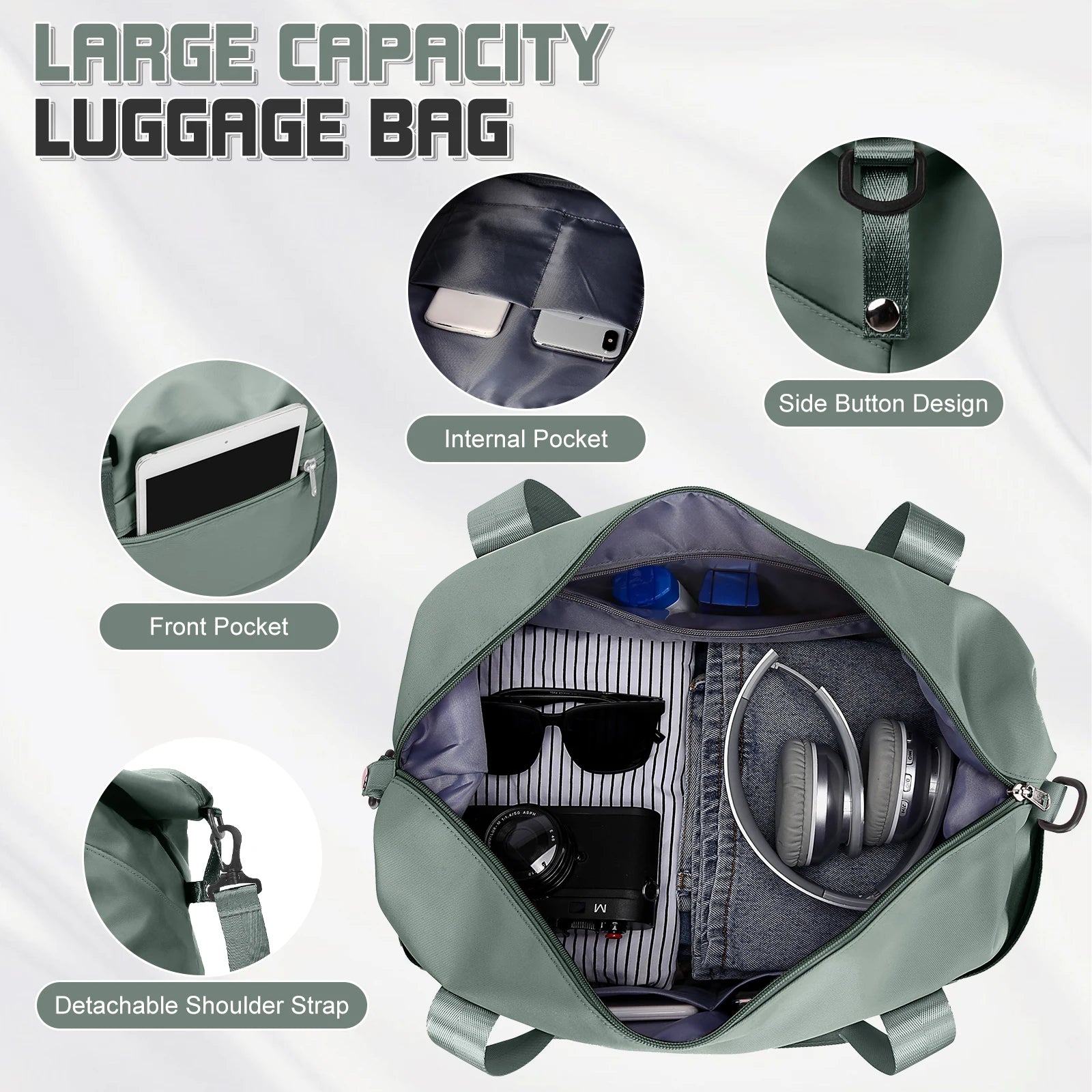 Expandable Travel Bag for Ryanair Easyjet, Hand Luggage Sport Bag Gym Bag, Large Capacity Foldable Travel Duffel Bag Weekend Bag