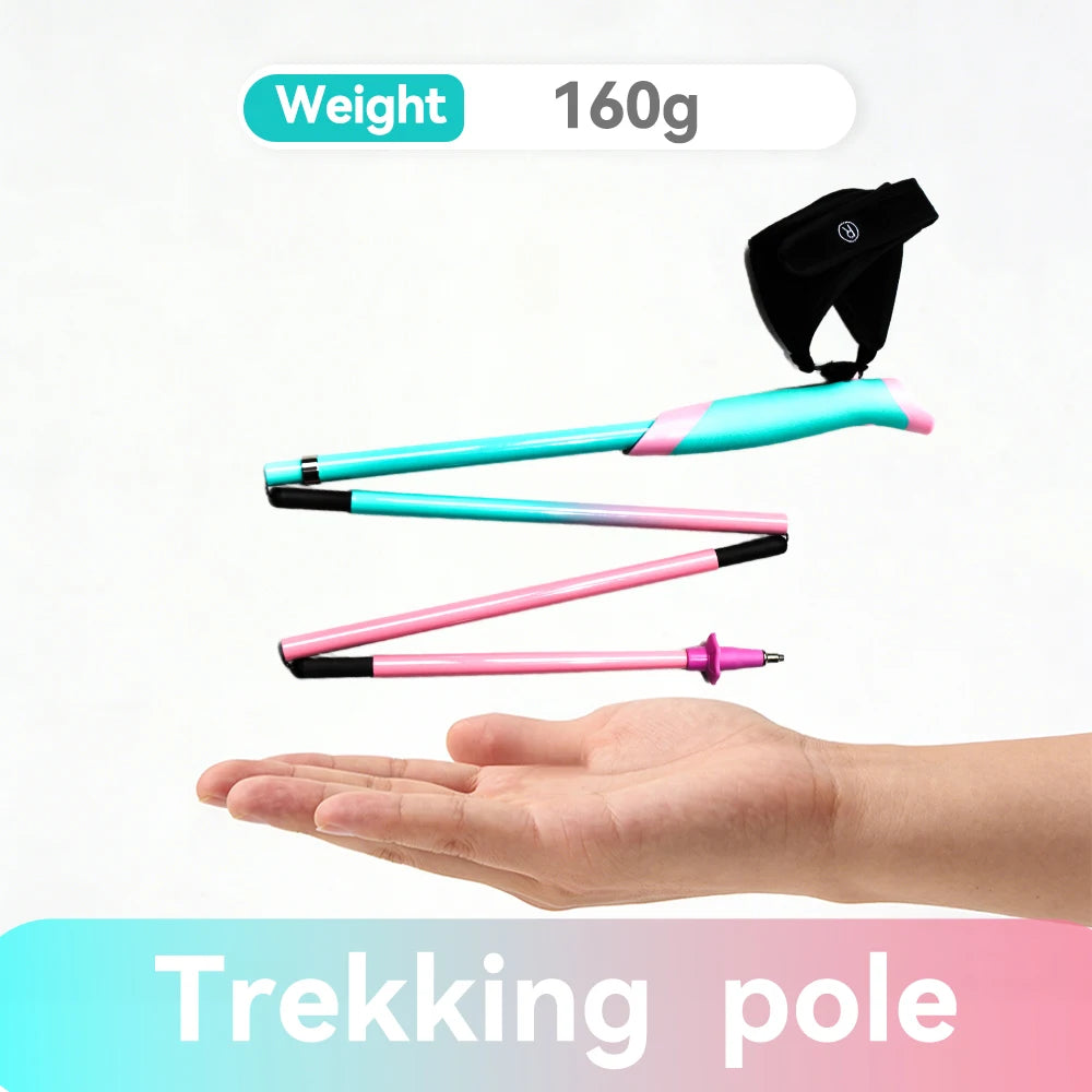 100% Carbon Fiber Trekking Poles: Foldable, Portable Hiking Poles with Wrist Straps, Non-Slip Grip, and Adjustable Length