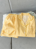Women's Summer Pajamas, Thin Plaid Pattern Short-Sleeved Shorts, Sweet and Cute, Can Be Worn Outside in Summer, Two-Piece Home Wear Set
