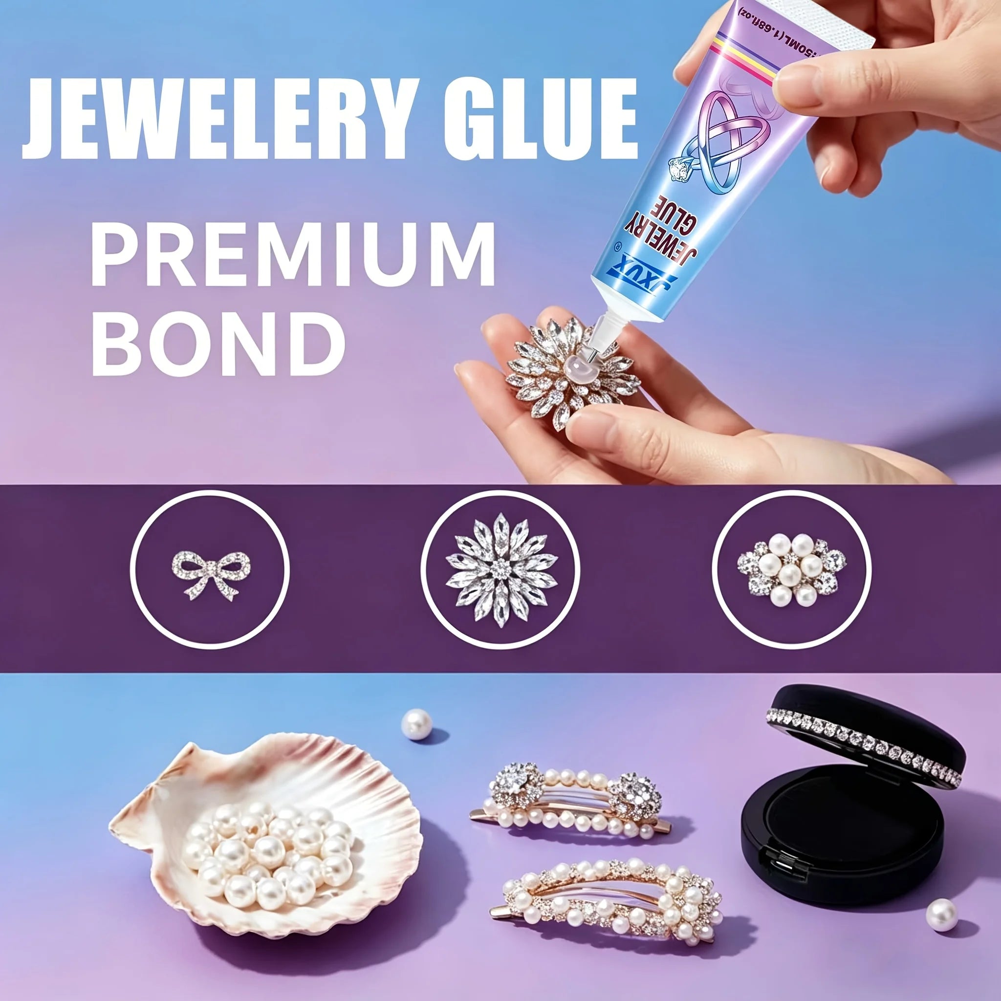 B7000 craft glue for jewelry making-50 ml/1.68 oz (3-batch)-B-7000 multi-purpose super adhesive, liquid fusion glue for rhinestones, crafts, and jewelry making