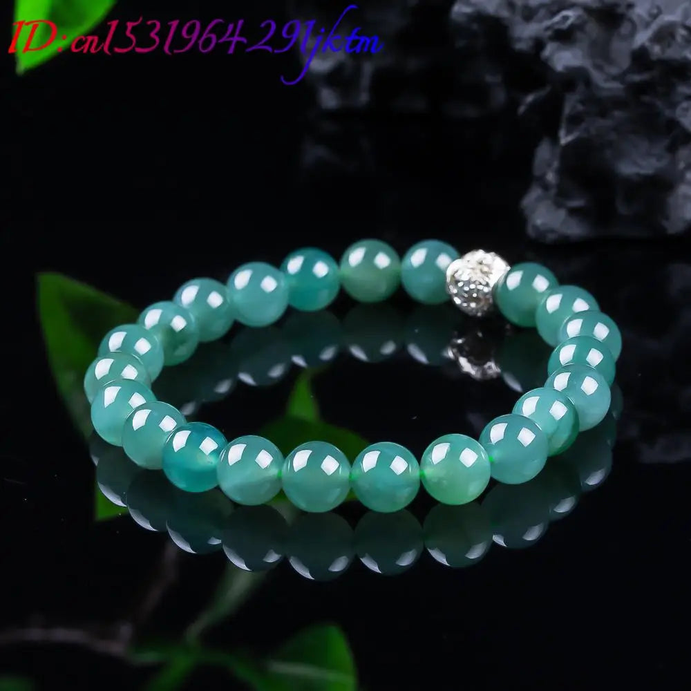 Natural Burmese Jadeite Bead Bracelet Bangle Accessories Carved Gemstone Jewelry Real Jade Amulet Designer Gifts for Women