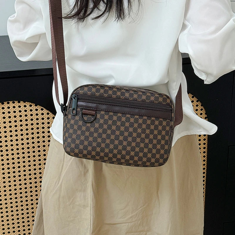 Newly designed neutral gender-neutral single-shoulder crossbody bag with patchwork vintage style, perfect for daily use.