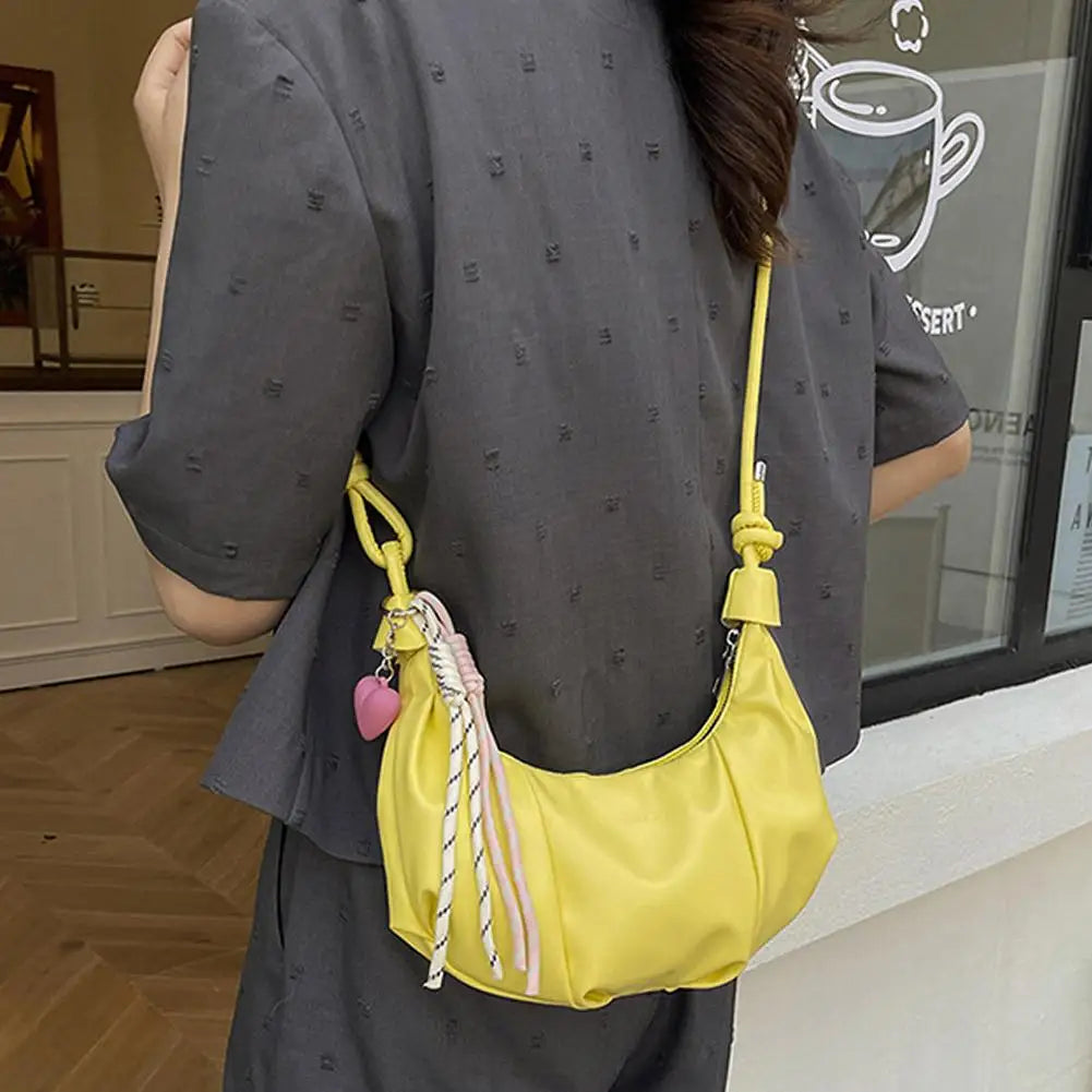 2026 New Elegant Dumpling Shape Shoulder Bag For Women Street Trend PU Material Zipper Opening Crossbody Purse Bag