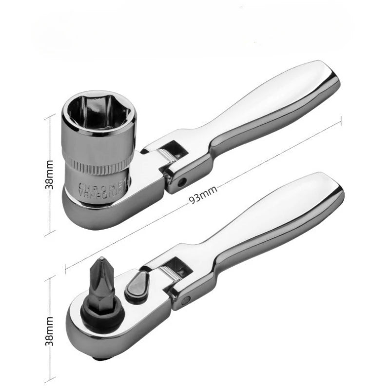 Mini 1/4" Double End Quick Socket Ratchet Wrench Screwdriver Bit Driver Quick Release Hand Tool