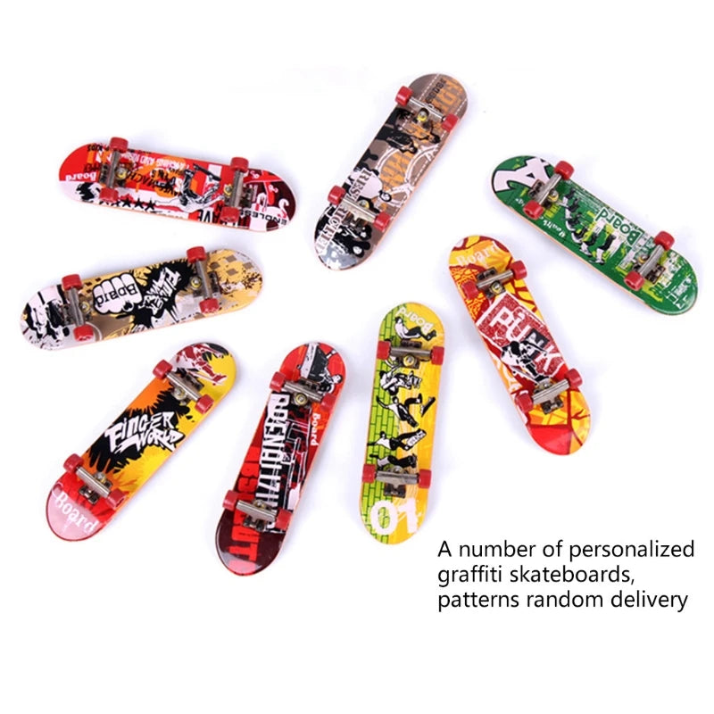 Alloy Stand Plastic Mini Finger Boards Mini Skate Finger Skateboard Kids Boys' Toys Random Color