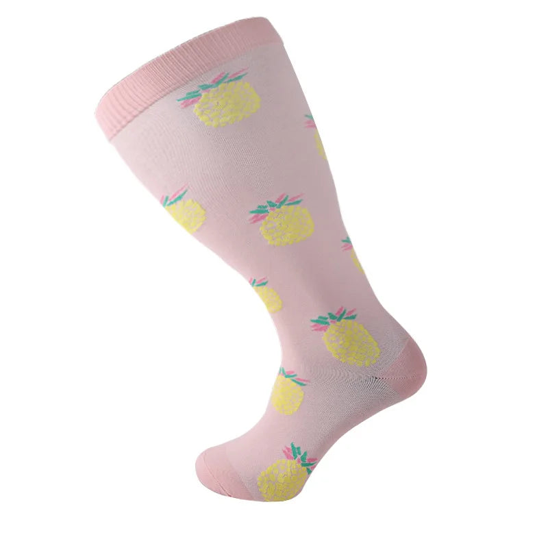 2XL-7XL Plus Size 20-30 mmHg Compression Socks for Women Men Wide Calf Extra Large Knee High Flight Sock for Circulation Support