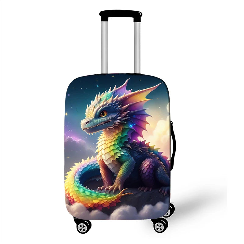Cute Dragon Baby Print Luggage Cover Fantasy Animals Accessories Elastic Trolley Case Protective For Travel Anti-dust Covers