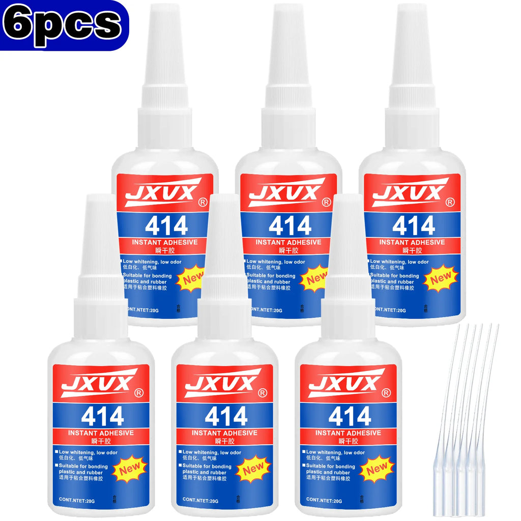 414 Super Glue Cyanoacrylate Instant Adhesive Quick-drying Strong Bond for Plastic Rubber Metal Wood Glass Liquid Glue Tool 20g.