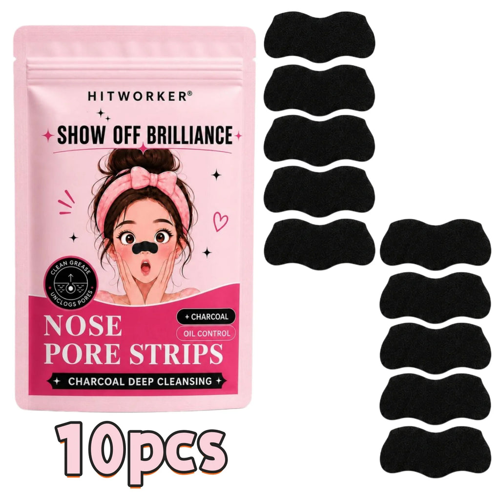 10/20Pcs Black & Pink Blackhead Remover Nose Strips, Deep Pore Cleansing Oil Control Nose Mask Patches, Unisex Facial Skin Care