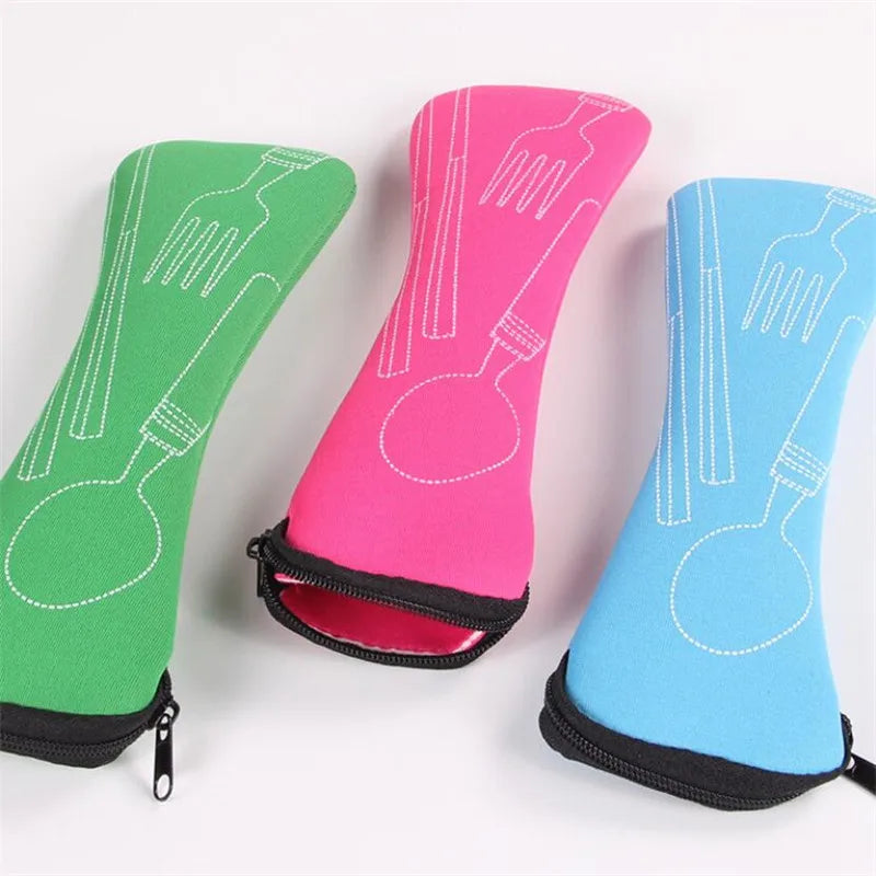 Portable Tableware Bag Cutlery Bag Dinner Set Travel Packaging Storage Box Dinnerware Picnic Fork Spoon Bag