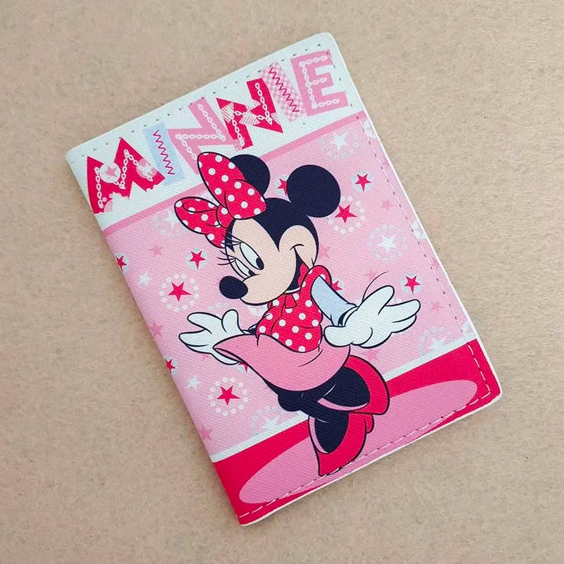 2023 Disney Mickey Minnie Mouse Travel Accessories Passport Cover Holder PU Leather Unisex ID Bank Card Holders Wedding Gifts