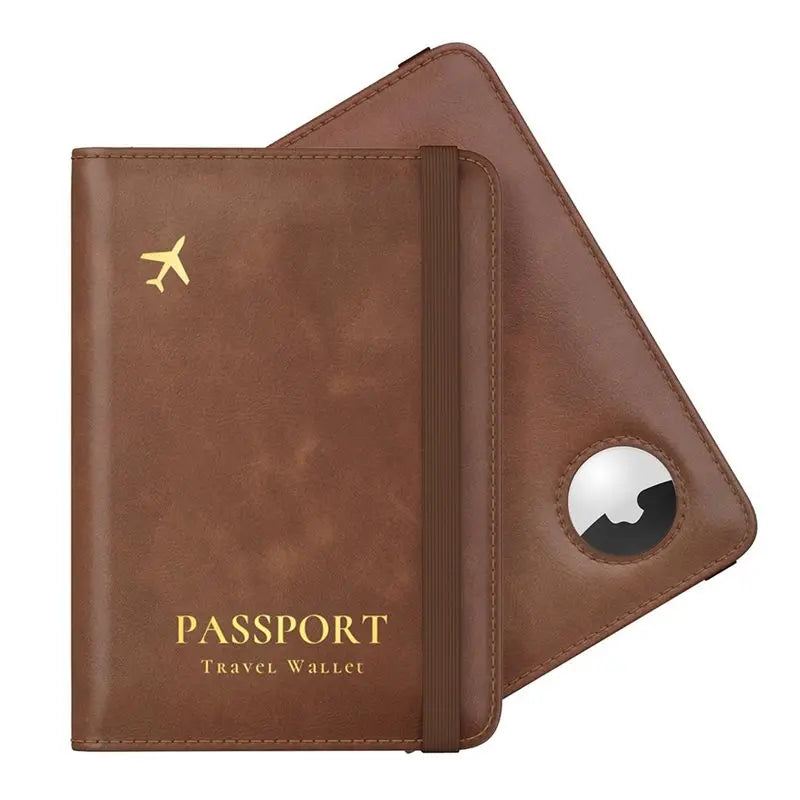 ABRT-Passport Holder With RFID Blocking For Airtag, Slim PU Leather Passport Wallet Cover Case, Anti-Lost Travel Accessories