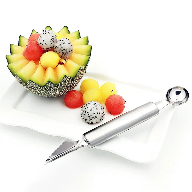 Fruit Spoon Digging Double Headed Stainless Steel Portable Multifunctional Melon Baller Scoop DIY Fruit Platter Ball Tool TMZ