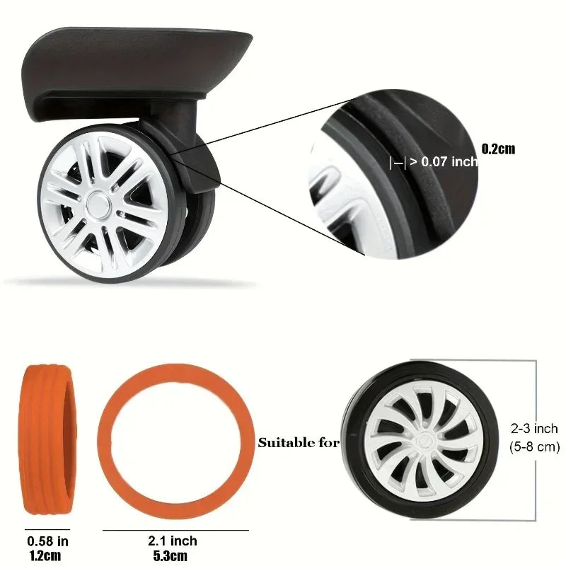 8Pcs/Set Luggage Wheels,Silent Protective Cover,Suitcase,Travel Box,Wheels,Anti-skid Cover,Wear-resistant Rubber Cover