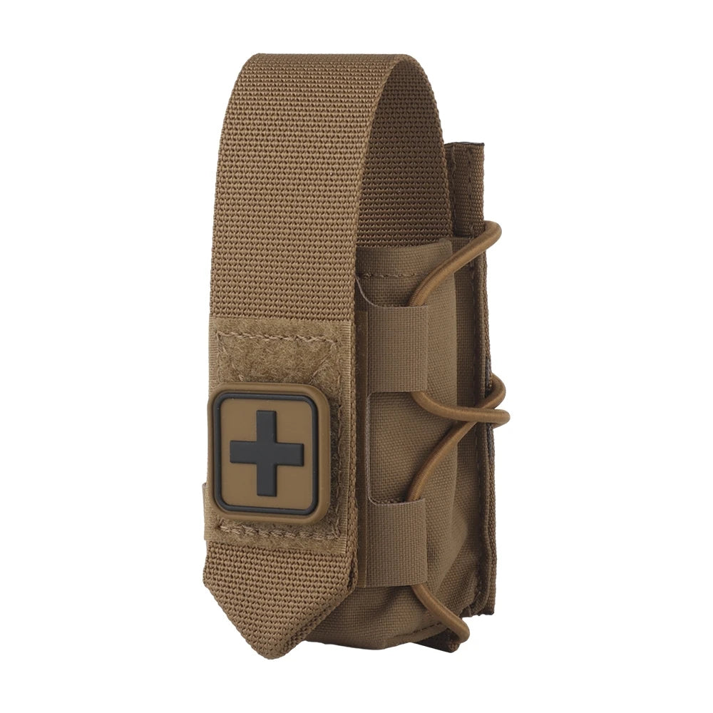 MOLLE Tourniquet Holder IFAK TQ Holder Tactical Medical Pouch Holster First Aid Kit Cross Patch/Bungee Cord with tourniquet