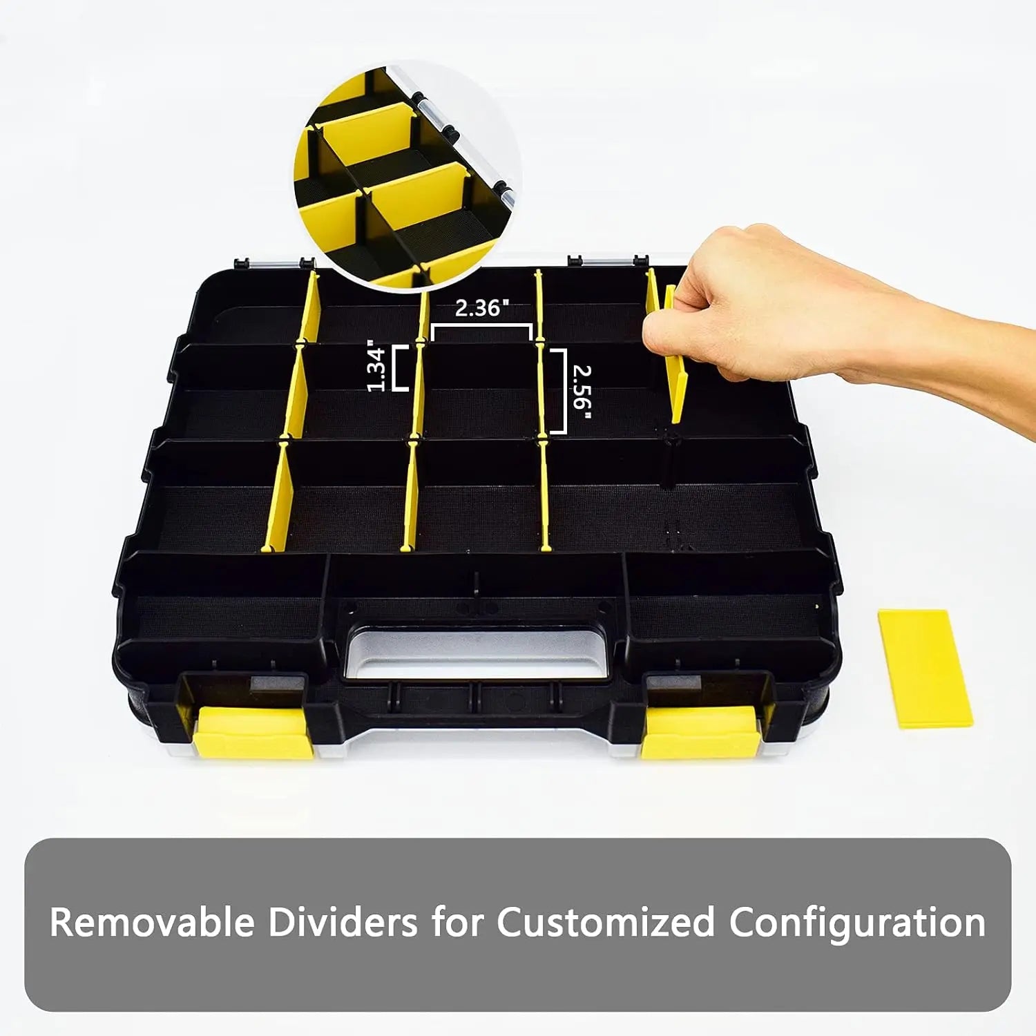 Tools Organizer Box Big Parts Storage Box 34-Compartment Double Side Hardware Organizers Plastic Dividers for Screws, Nuts,