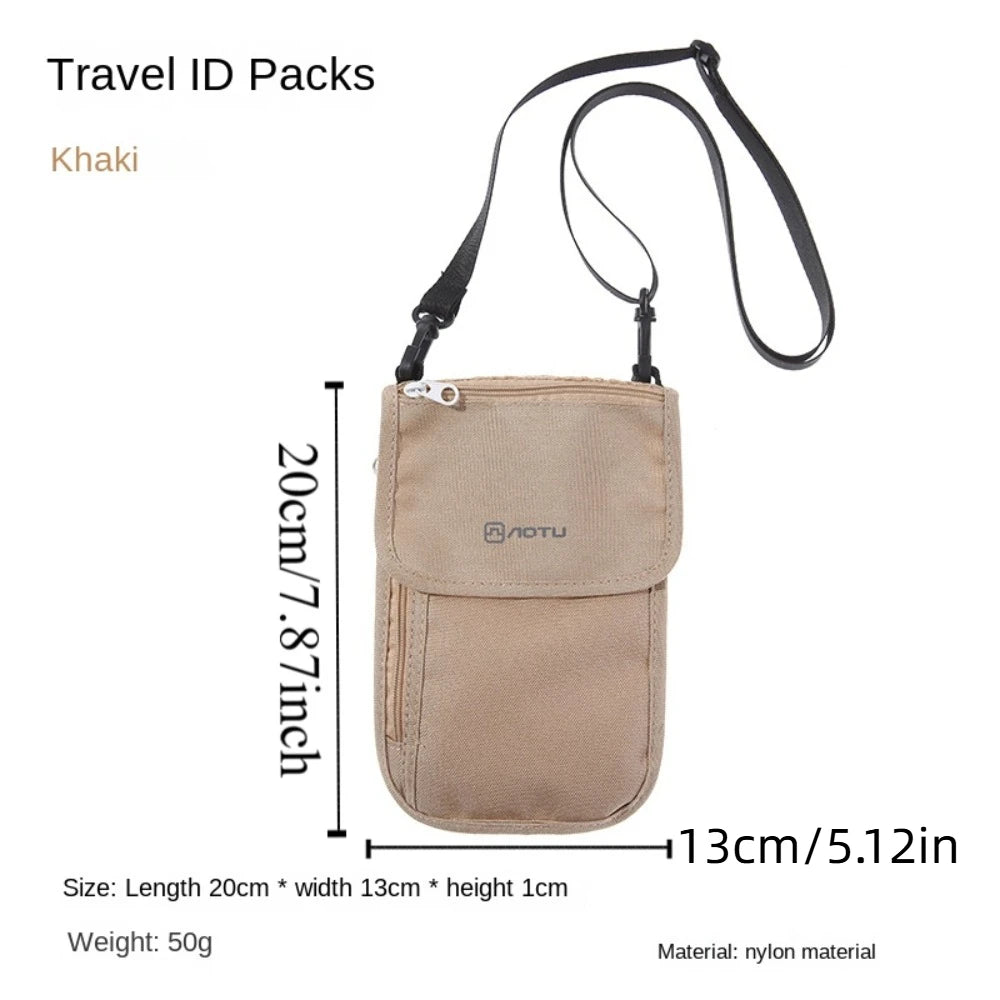 Travel Accessories Travel Wallet Khaki Black Ticket Holder Travel Neck Pouch Zipper Passport Protective Cover Passport Wallet