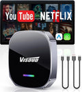 Stream Netflix & YouTube with 3s Auto-Connect – Wireless CarPlay/Android Auto Adapter, Zero-Latency 5.8GHz Wi-Fi, USB-A/C, Plug & Play