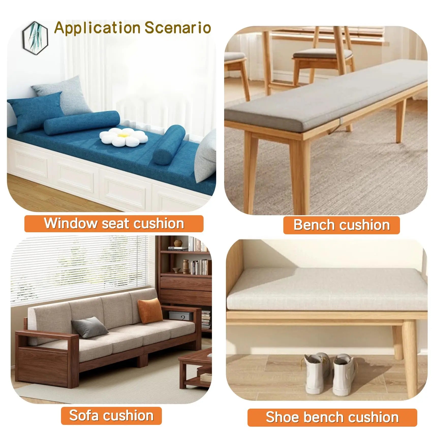Custom Bench Cushion Seat Pad Long Mattress Sofa Chair Seat Pad Decorative Garden Shoe Box Bay Window Pads ,Swings Pillow