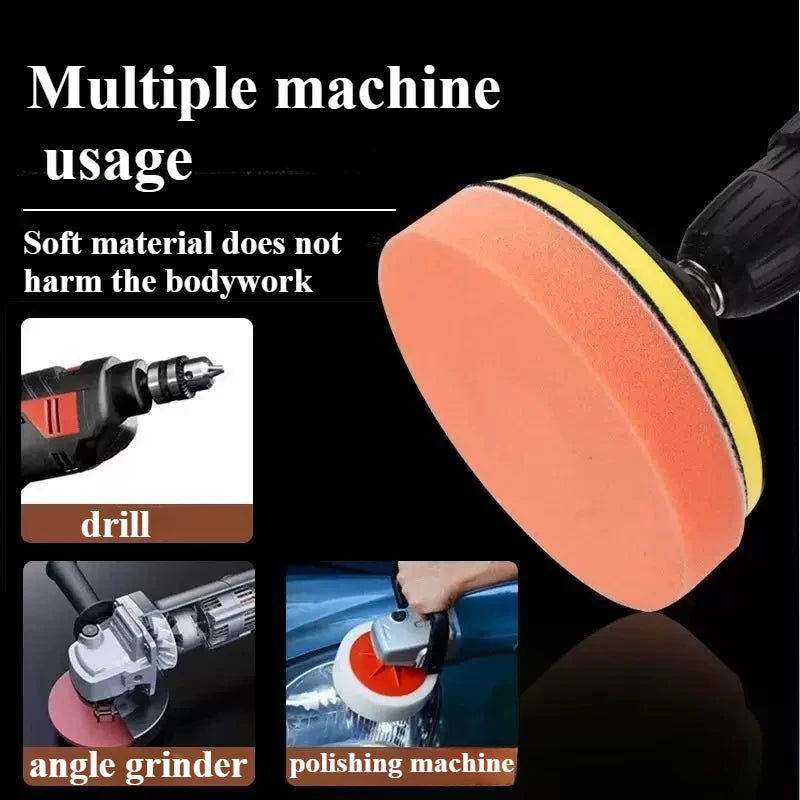 6Pcs/set Car Sponge Buffing Polishing Pads Kit High-quality Car Waxing Polisher Machine Cleaning Foam Pad Buffer Removes Scratch