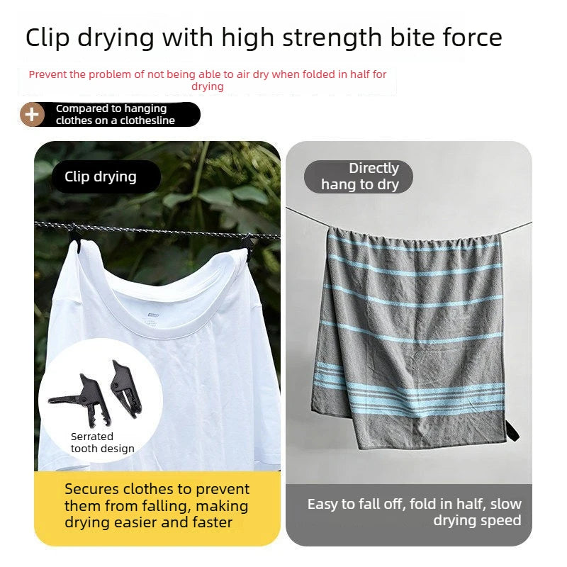 Portable Travel Clothesline with 16 Clips Retractable Windproof Drying Line for Outdoor Camping Hotel Laundry Compact Storage