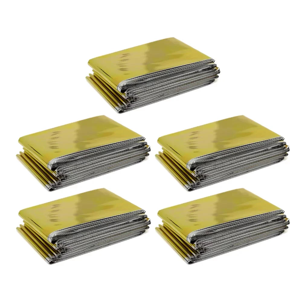 2/3/5/10Pcs Folding Emergency Blanket – Waterproof Windproof Sunshade for Camping & Survival