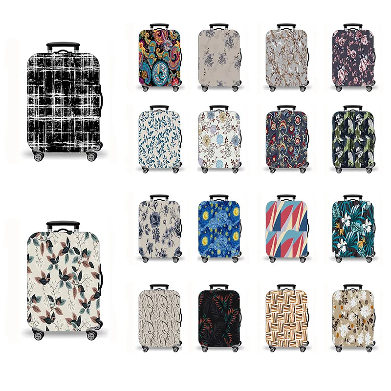Luggage protective cover, retro printed elastic suitcase protective cover, retro floral pattern.