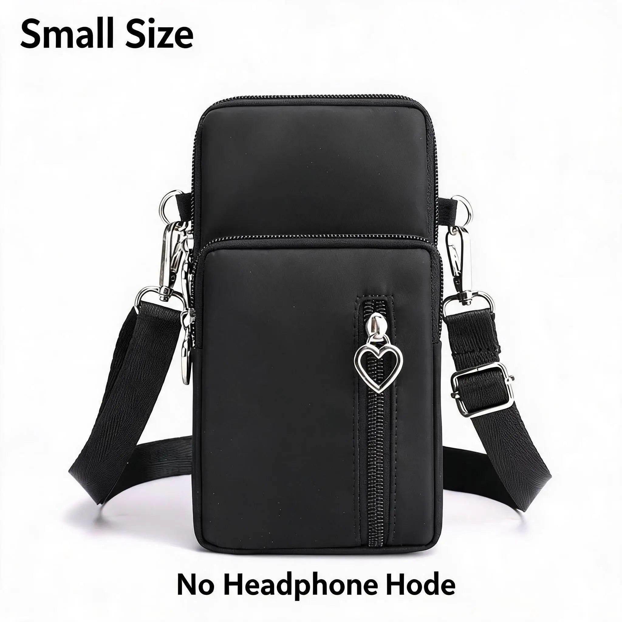 Waterproof Nylon Mini Crossbody Phone Bag for Women Heart Metal Zipper Multi Compartment Shoulder Arm Bag Phone Purse Wallet