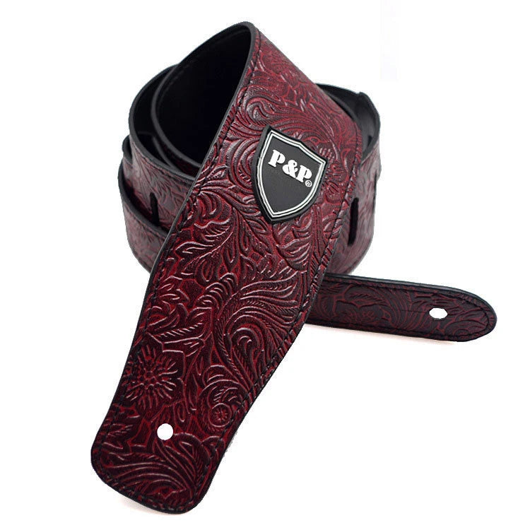 P&P Professional Guitar Strap | Anti-Wrinkle Polyester | Adjustable 33.8"-54.7" (86-139cm) | Leather Ends + Hidden Pick Clip