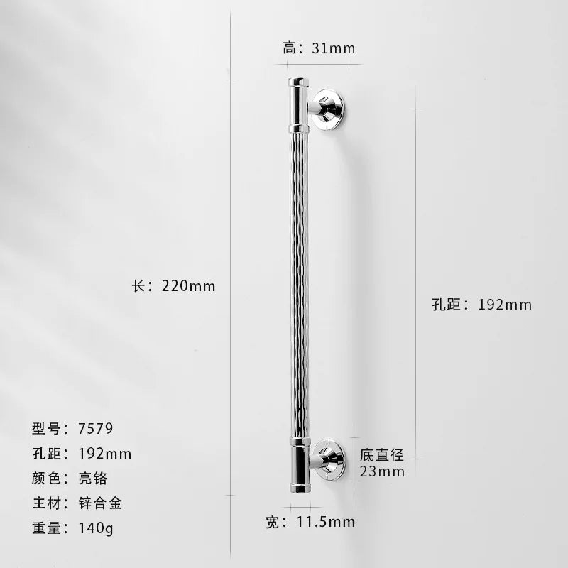 Bright Chrome Silver Wardrobe Door Handle Modern Minimalist Zinc-Alloy Pull for Cabinet Shoe Cabinet  Drawer Furniture Hardware