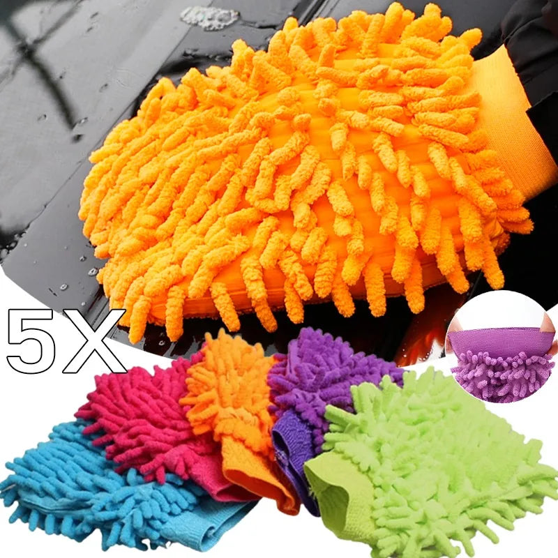Microfiber Car Wash Gloves Ultra Absorbent Washing Cars Sponge Auto Gloves Scratch Free Microfiber Auto Cleaning Tools 1/3/5pcs