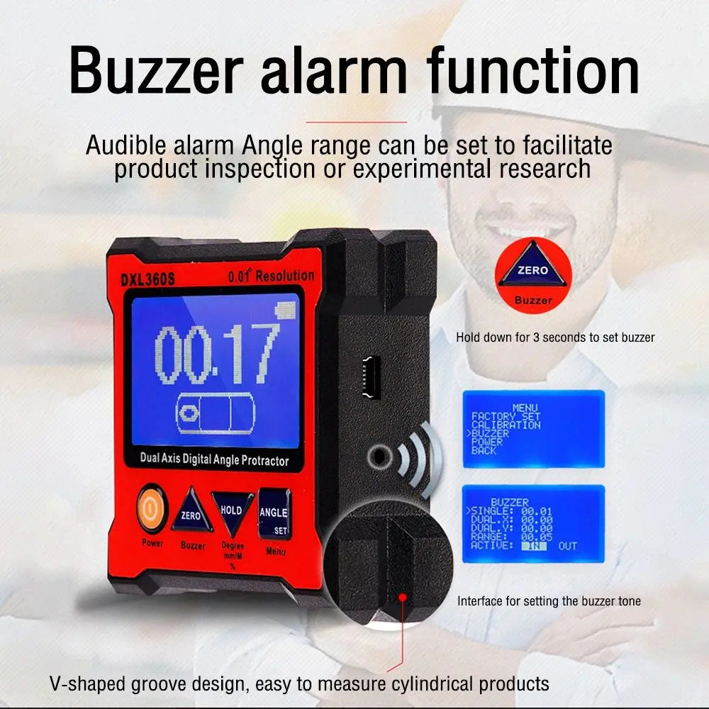 Professional Tools Dual-axis Inclinometer Digital Display Level Gauge Angle Finder Protractor Tool Angle Meter Level Box DXL360S