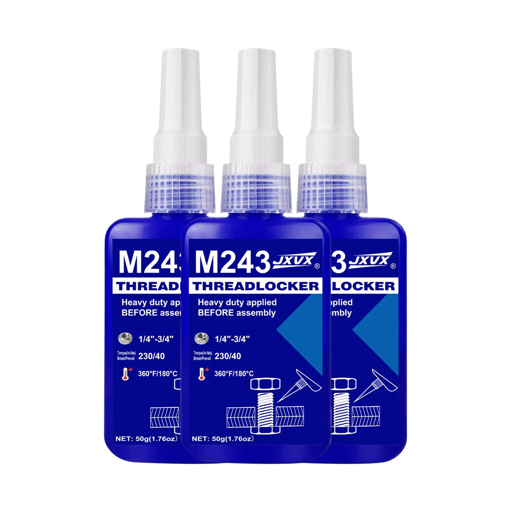 50 ml Blue 243 Medium Strength Threadlocker, Anaerobic Epoxy Sealant, Hardware Adhesive, Removable, for Nuts, Bolts, Fasteners and Metals; Prevents Loosening in the Manufacturing of