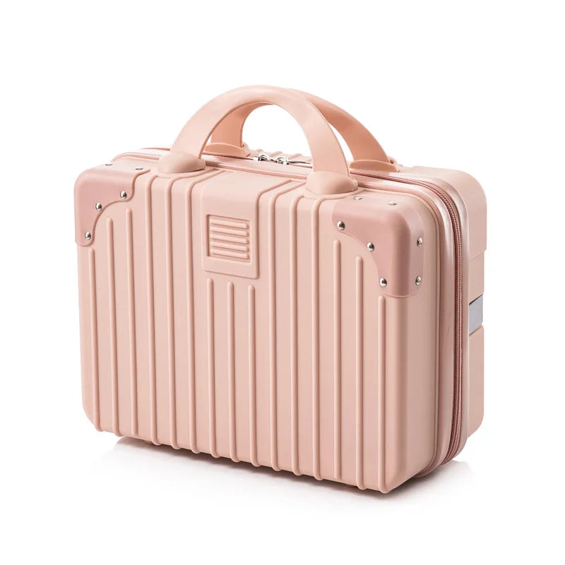 Portable Mini Luggage for Women, Lightweight Cosmetic Bag, Carry-on Travel Case with Lock